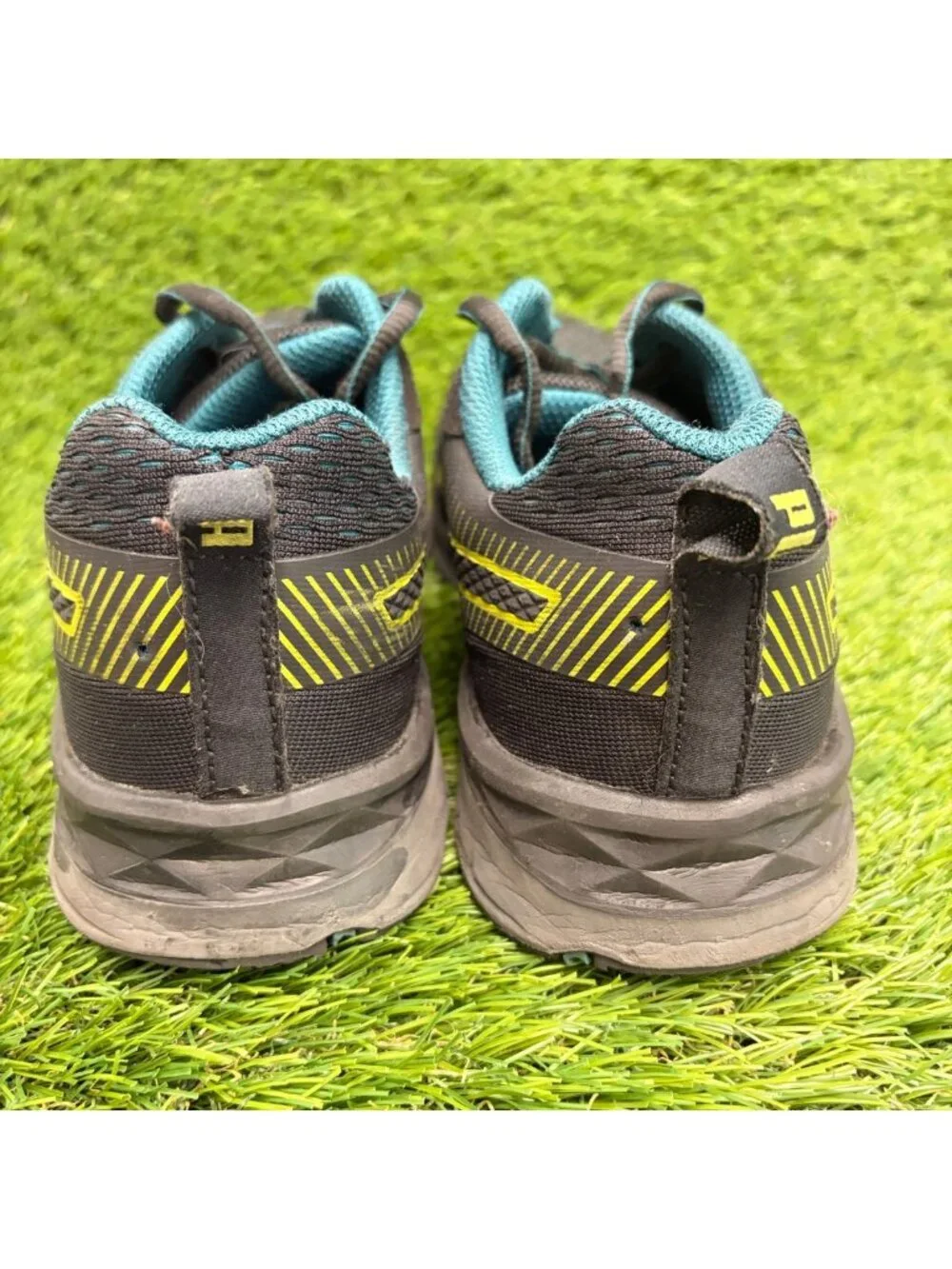 Puma Fuse Knit 2.0 Low Womens Size 7 Black Blue Composite Toe Safety Work Shoes